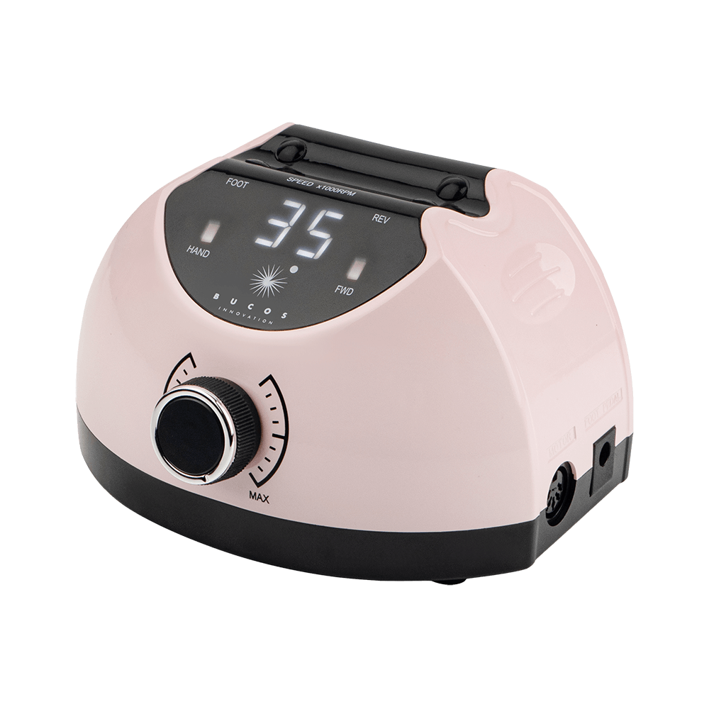 Bucos Nail Drill X4 PRO SMOOTH PINK 65 Watt and 35,000 rpm. for manicure and pedicure